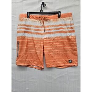 ZeroXposur Mens Swim Trunks XXL Orange White Striped UPF 50 Stretch C88041S